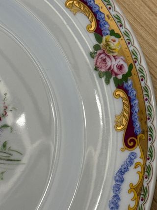 Piatto Limoges decorato fiori e oro