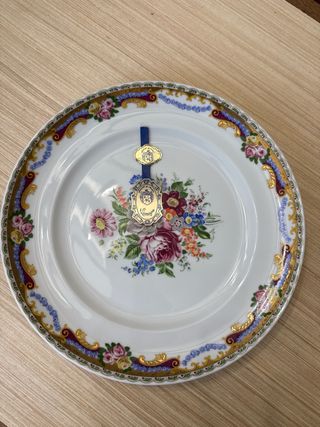 Piatto Limoges decorato fiori e oro