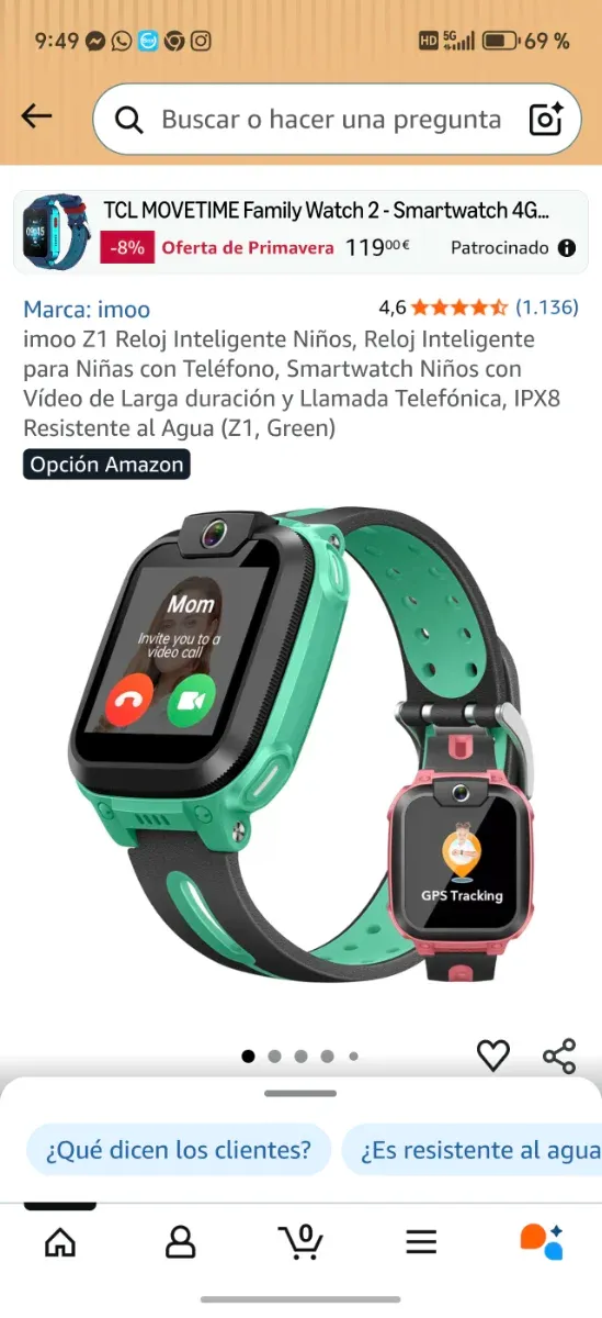 Reloj/Teléfono Infantil Negro y Verde afbeelding 3
