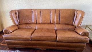 Sofá trisillo y butaca de piel