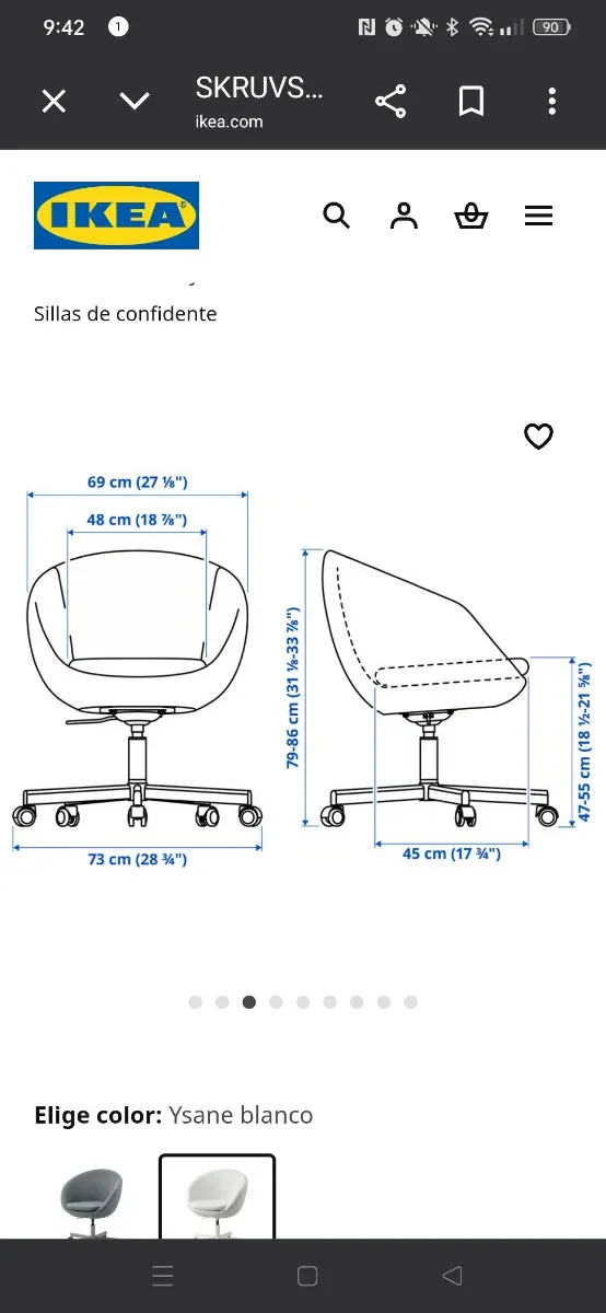 Silla de confidente blanca con cojín rojo