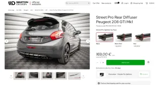 Difusor y Sobrealerón Maxton Peugeot 208 GTI mk1