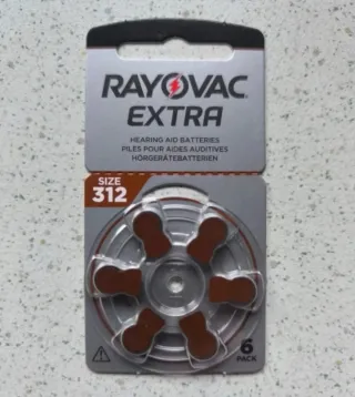 6 pilas Rayovac para audífonos.N°312