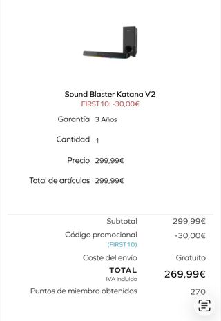 Barra de Sonido Creative Sound Blaster Katana V2
