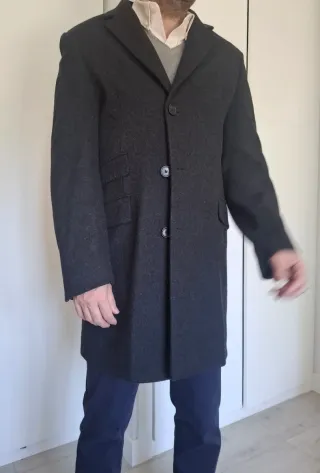 Abrigo lana italiano hombre gris