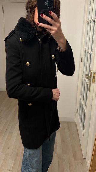 Abrigo Negro Massimo Dutti Talla S