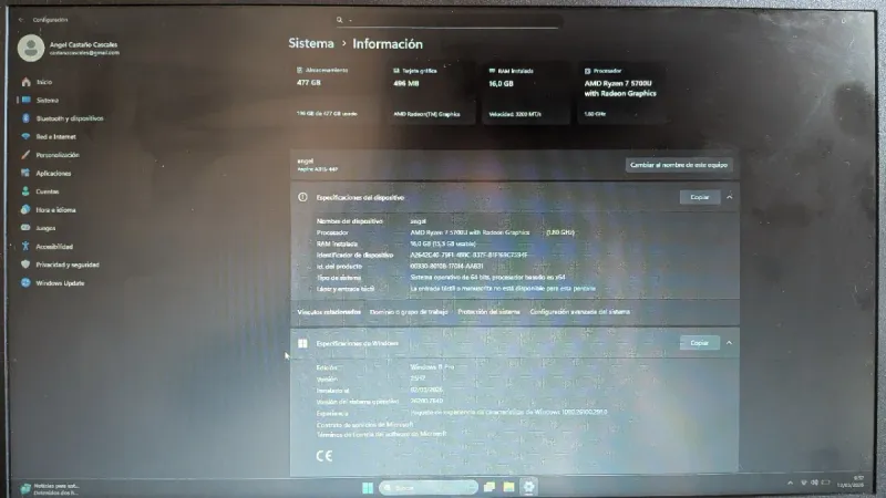 Portátil Acer Aspire 3 15 16Gb/512Gb SSD afbeelding 8