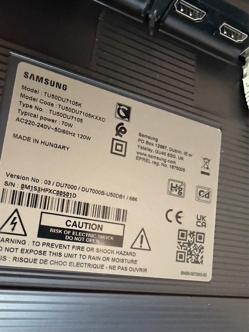 Samsung TV 50 TU50DU7105K