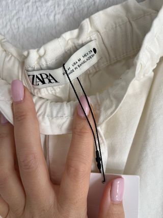 Pantalón Zara Blanco Ancho