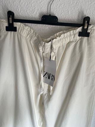 Pantalón Zara Blanco Ancho