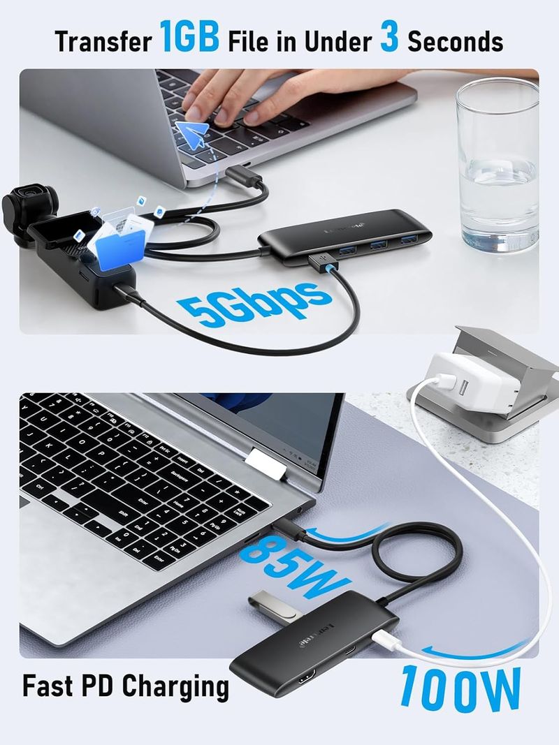 Hub USB-C 7en1 Dual 4K@60Hz HDMI+DP 100W afbeelding 6