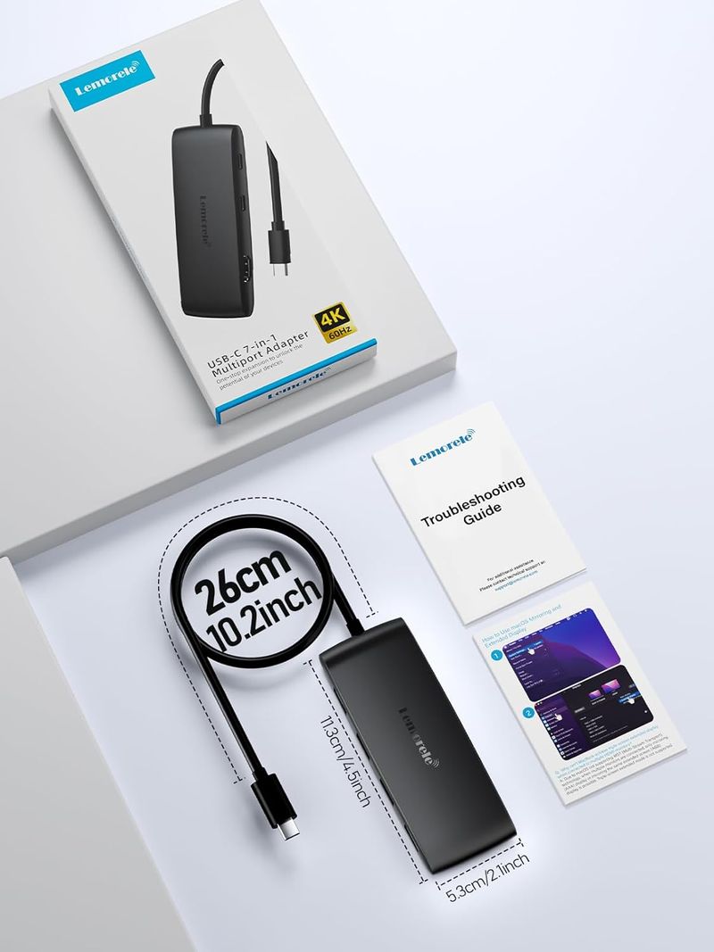 Hub USB-C 7en1 Dual 4K@60Hz HDMI+DP 100W afbeelding 11
