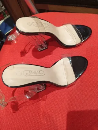 Sandalias transparentes tacón bloque 37