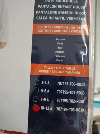 Pantalón disfraz infantil rojo