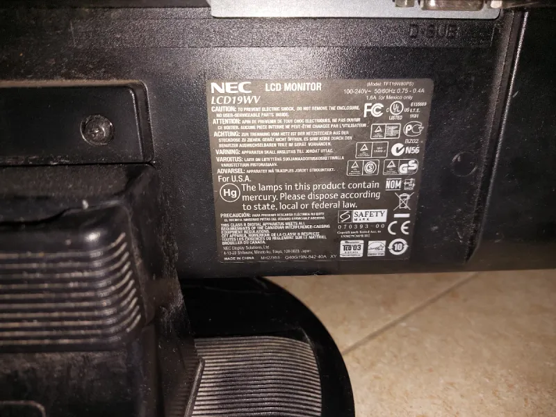 Monitor NEC LCD 19WV afbeelding 3