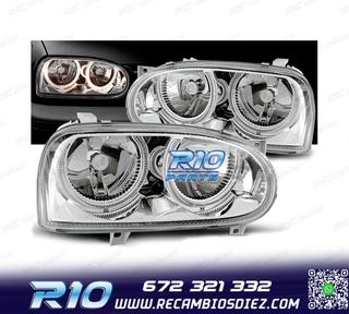 FAROS VOLKSWAGEN VW GOLF 3 OJOS ANGEL FONDO CROMO H7 H7