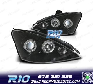 FAROS FORD FOCUS 01-05 OJOS ANGEL FONDO NEGRO