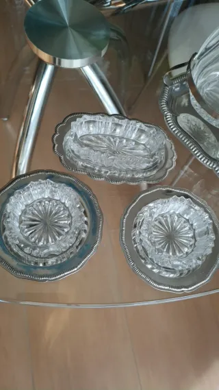 Set Vintage Saliera Oliera Formaggiera Vetro accia