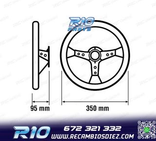VOLANTE INVERTIDO PIEL VUELTA NEGRO BRAZOS NEGROS Y RIBETE R