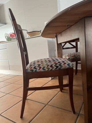 4 Sillas Comedor Madera Tapizado Multicolor