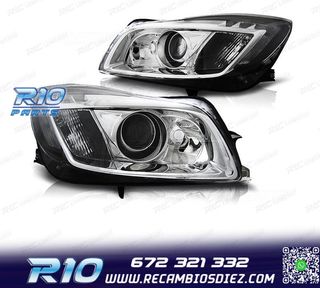 FAROS PARA OPEL INSIGNIA 08-13 LUZ DIURNA FONDO CROMO
