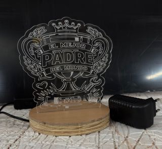 Lámpara Velador Padre #1 Acrílico Madera