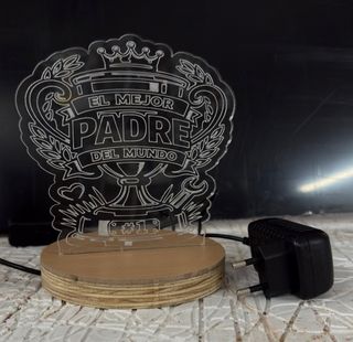 Lámpara Velador Padre #1 Acrílico Madera