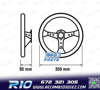 VOLANTE INVERTIDO PIEL VUELTA NEGRO CON BRAZOS NEGROS Y RIBE