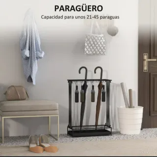 Paragüero metal moderno de acero con recoge gotas