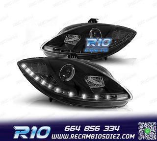 FAROS SEAT LEON ALTEA TOLEDO 04-09 LUZ DIURNA LED FONDO NEGR