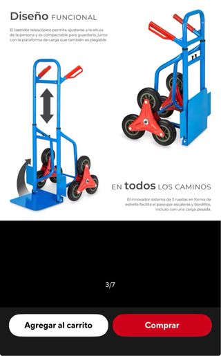 Carretilla de mano plegable 3 ruedas