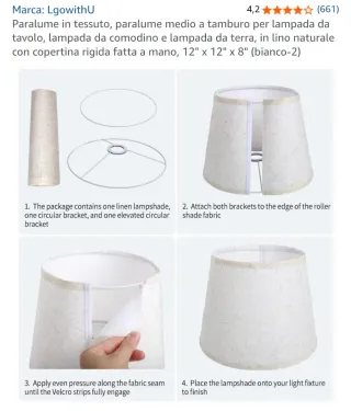 Paralume tamburo LgowithU lino naturale