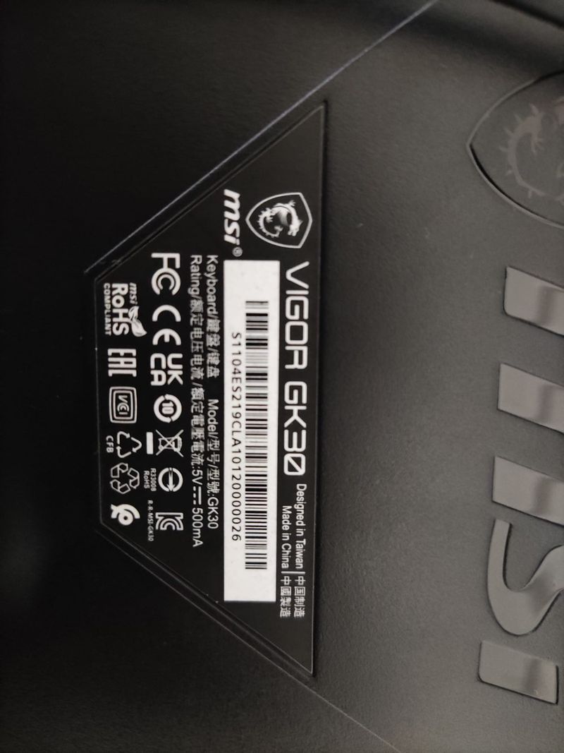Teclado Gaming MSI Vigor GK30 Negro afbeelding 2