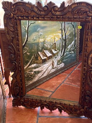 Espejo Marco Dorado Tallado