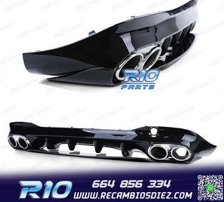DIFUSOR MERCEDES CLA C118 19- LOOK AMG NEGRO BRILLO + COLAS