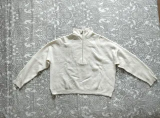 Jersey nuevo cremallera cuello alto blanco Talla L