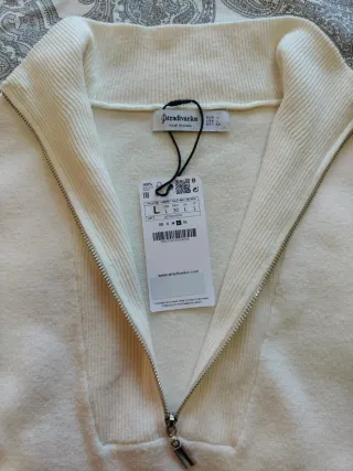 Jersey nuevo cremallera cuello alto blanco Talla L