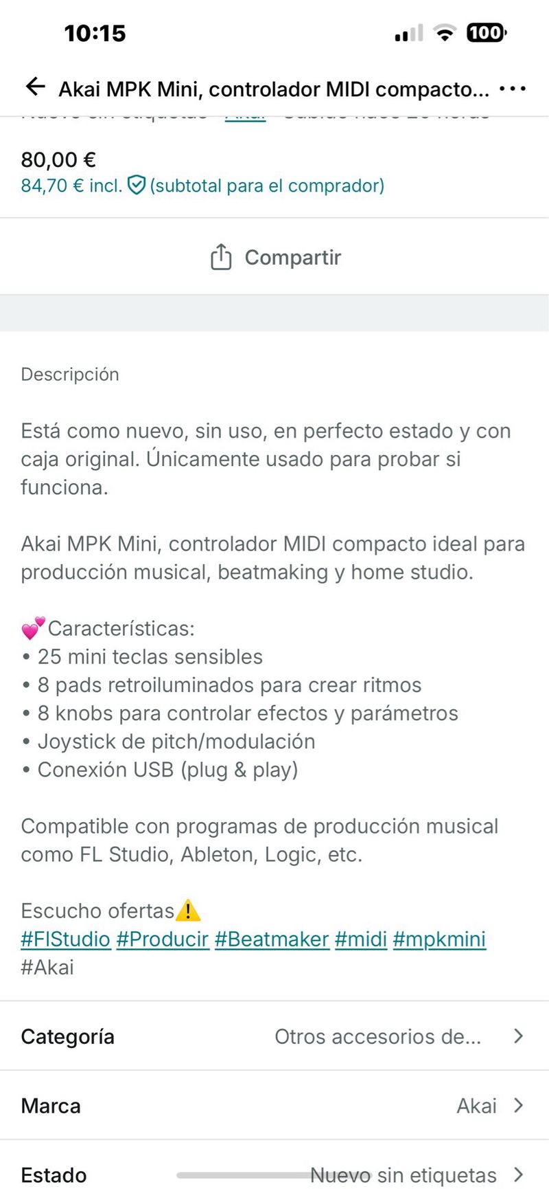 Akai MPK Mini controlador MIDI afbeelding 10