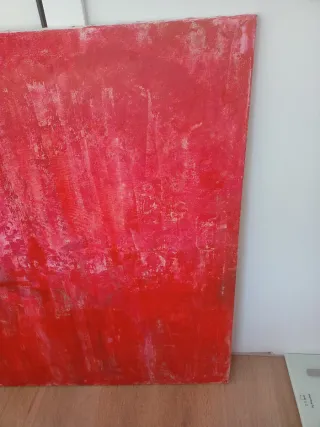 Cuadro abstracto rojo y rosa