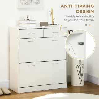 Zapatero estrecho 2 cajones blanco