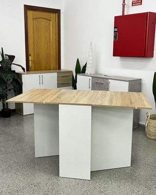 OFERTA!! Mesa abatible madera y blanco