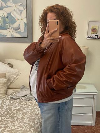 Chaqueta Zara Piel Granate Talla M