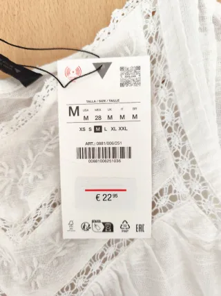 Top tirantes Zara blanco M nuevo con etiqueta