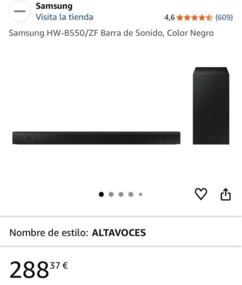 Barra Sonido Samsung HW-B550/ZF Negra afbeelding 2