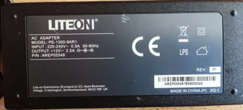 Adaptador AC/DC Liteon 220V a 12V 2.5A afbeelding 2