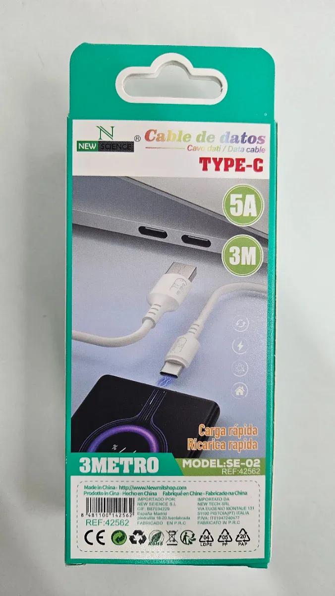 Cable USB-C New Science 3M 5A afbeelding 2