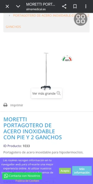 Soporte Suero, alimentacion enteral o gastrostomía