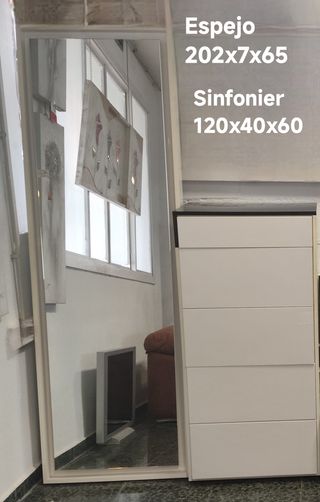 Espejo de vestidor pared lacado blanco