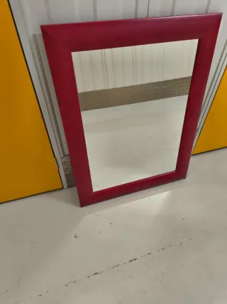 Espejo Marco Piel Rojo