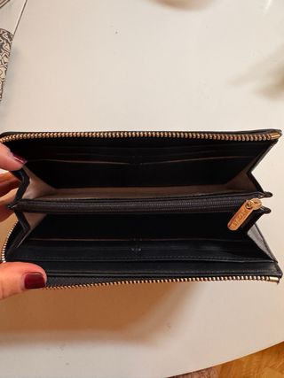 Billetero Tous Liz Piel Negro y Dorado